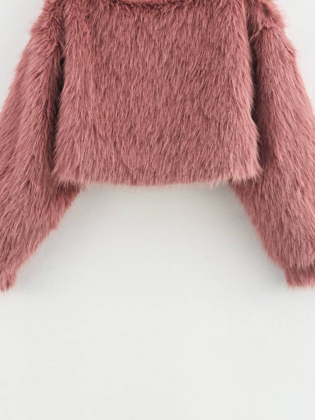 STYLISH ALL-IN-ONE FAUX FUR EFFECT CROPPED TOP