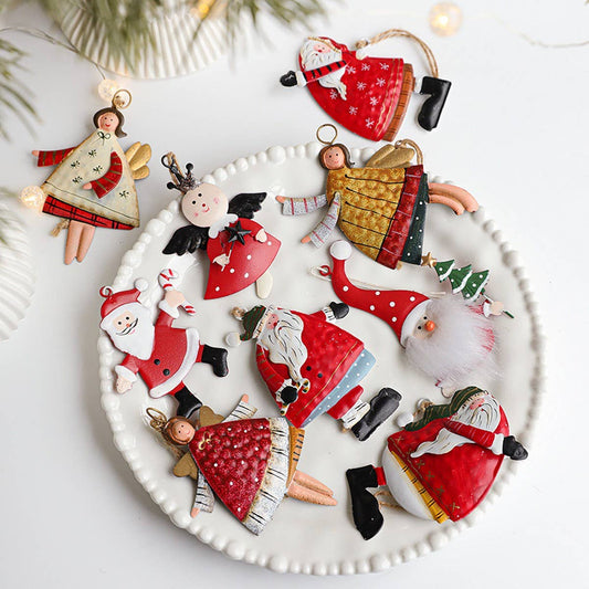 Rustic Iron Angel Santa Snowman Tree Hanging