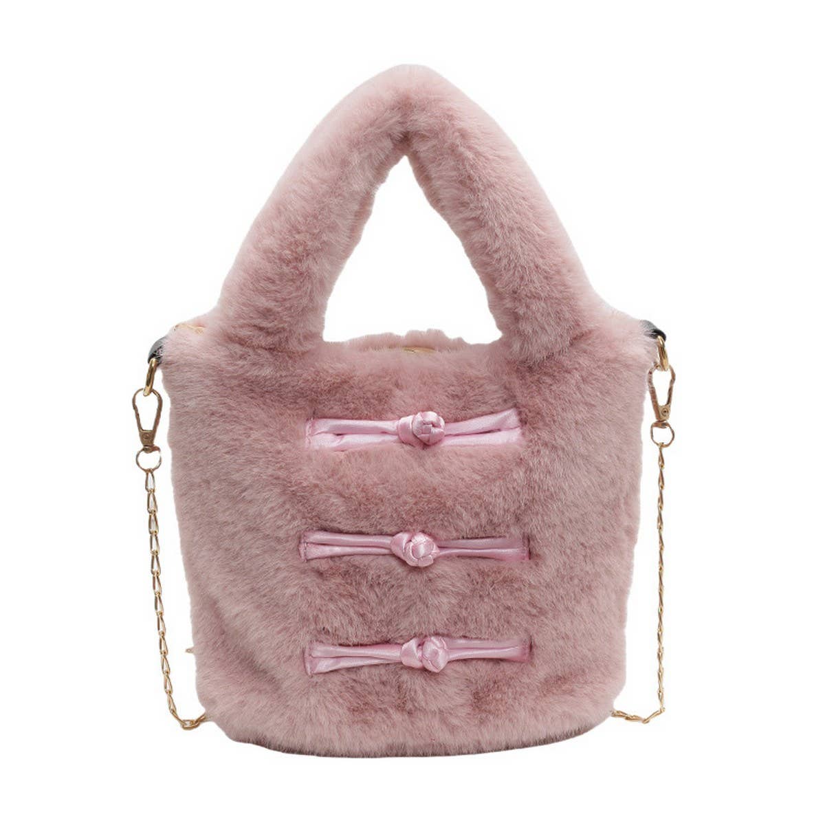 WINTER FASHION HAND-HELD BUCKET BAG PLUSH BAG_CWAB3927