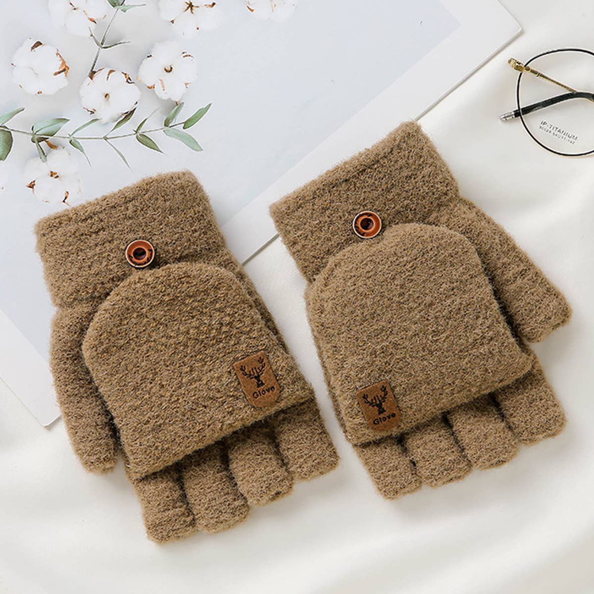 Men¡¯s Winter Flip Mittens Knit Half Full Finger_CWAG0524