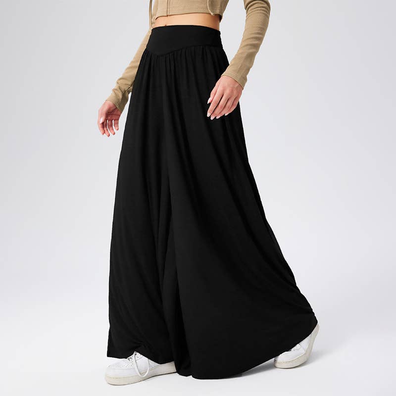 Loose Fit Solid Color Capri Wide-Leg Pants