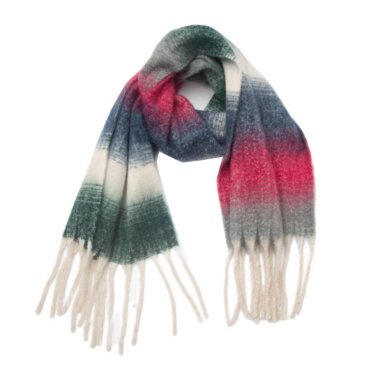 Gradient Chunky Tassel Scarf - Autumn and Winter