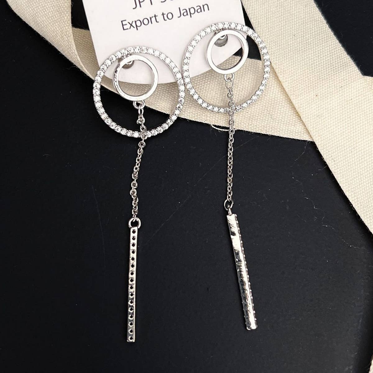 HOLLOW GEOMETRIC RING TASSEL EARRINGS