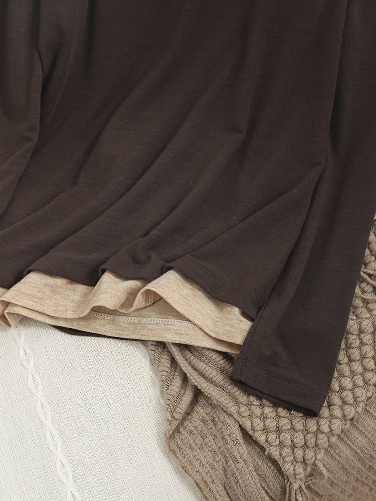 SLIMMING FAKE TWO ARTSY RETRO LONG SLEEVE SHIRTS