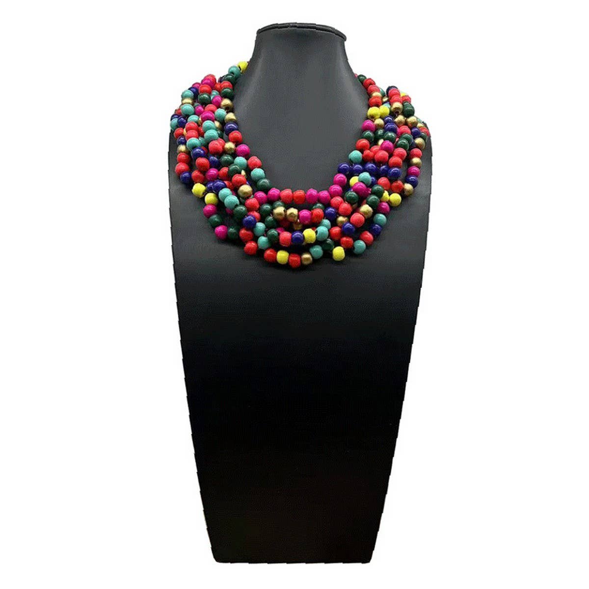 ETHNIC STYLE COLORFUL WOODEN BEADS WOVEN NECKLACE