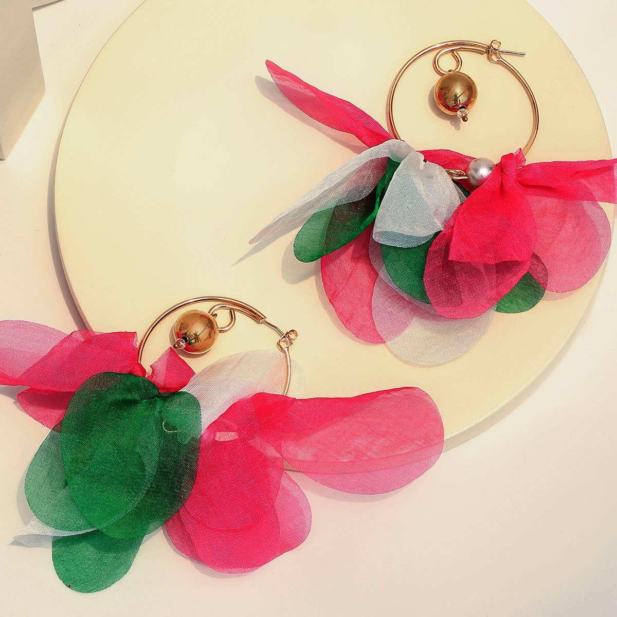 Bold Solid Fabric Hoop Earrings  Original Handmade_CWMM6278