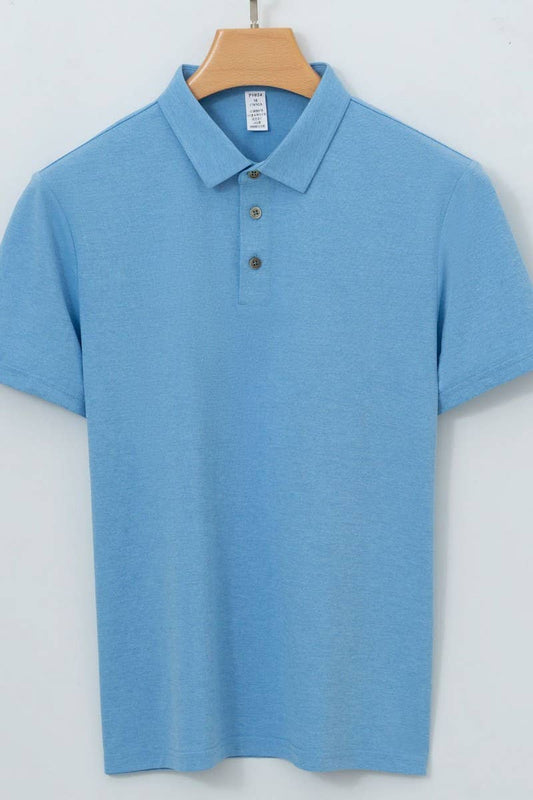 Cwtts1034_Solid Color Casual Short Sleeve Men Polo Shirt