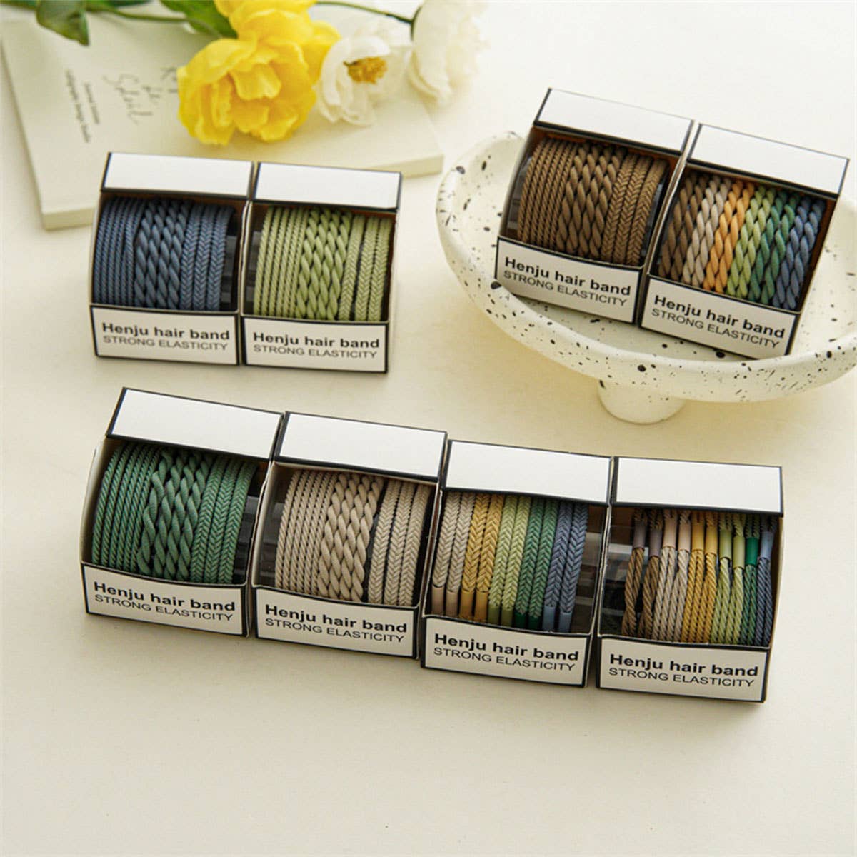 10PCS BRAIDED CORD SUPER STRETCHY ELASTIC HAIR TIE_CWAHA0331