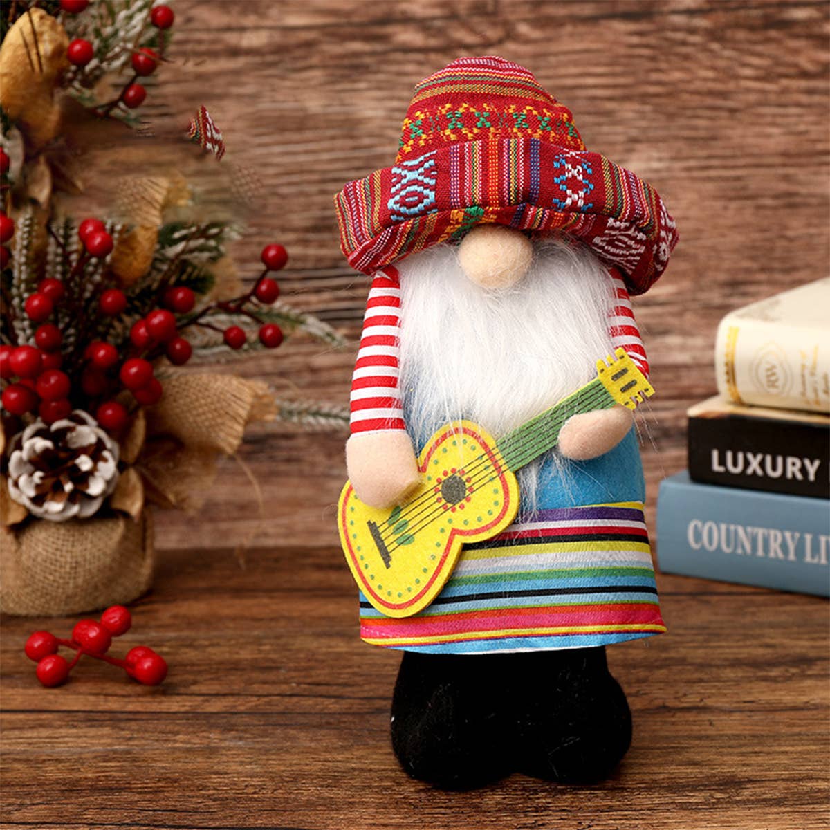 CWMM9486_CARNIVAL DECORATIONS WIDE-BRIMMED HAT MUSIC DOLL