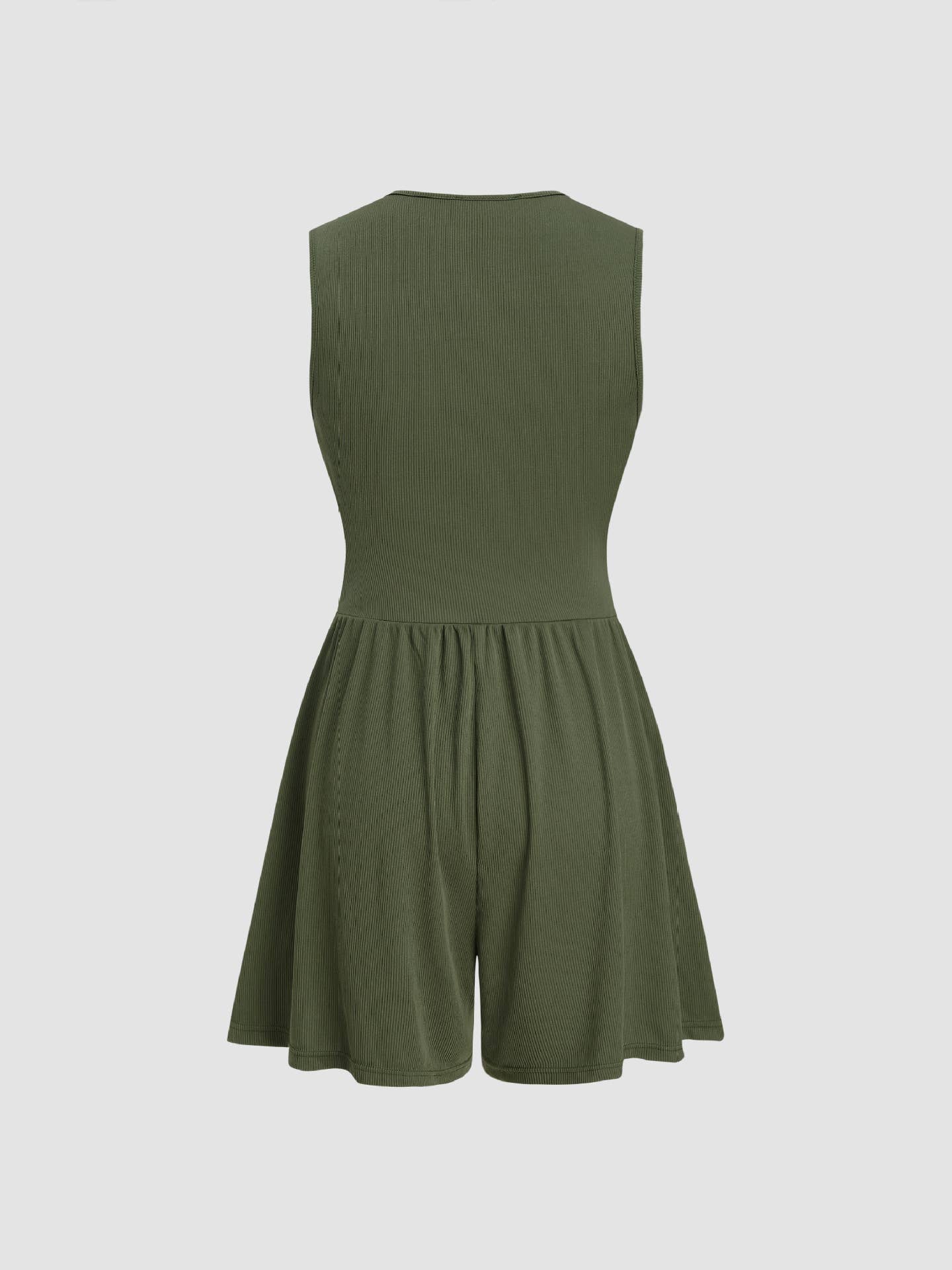 KNITTED PLEATED PIT STRIP SLEEVELESS ONESIE