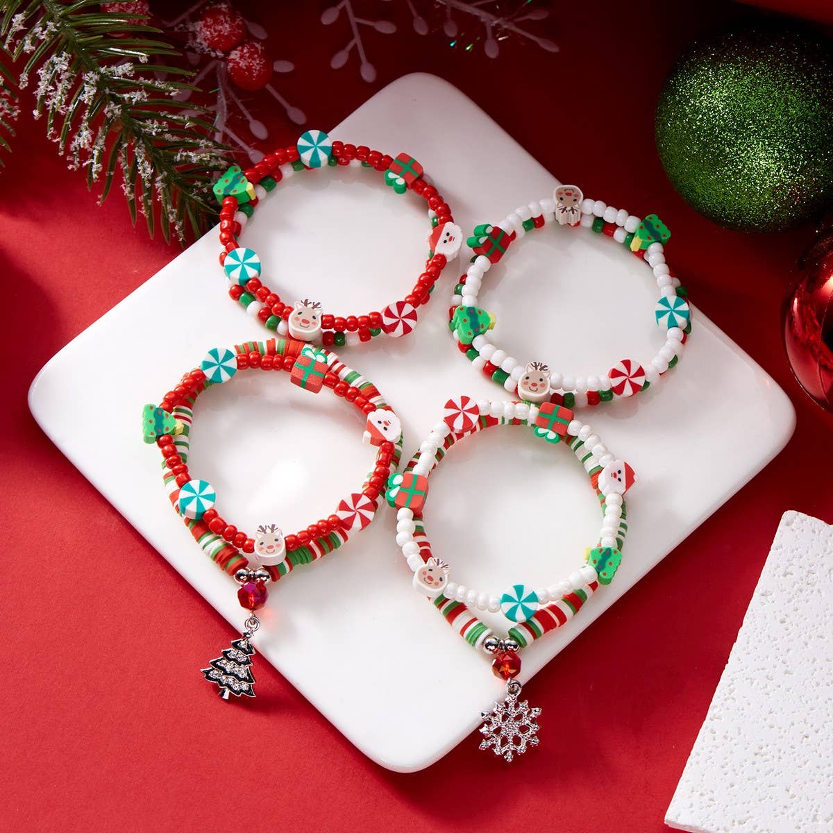CWAJE2520_CHRISTMAS RICE BEAD SNOWFLAKE BRACELET