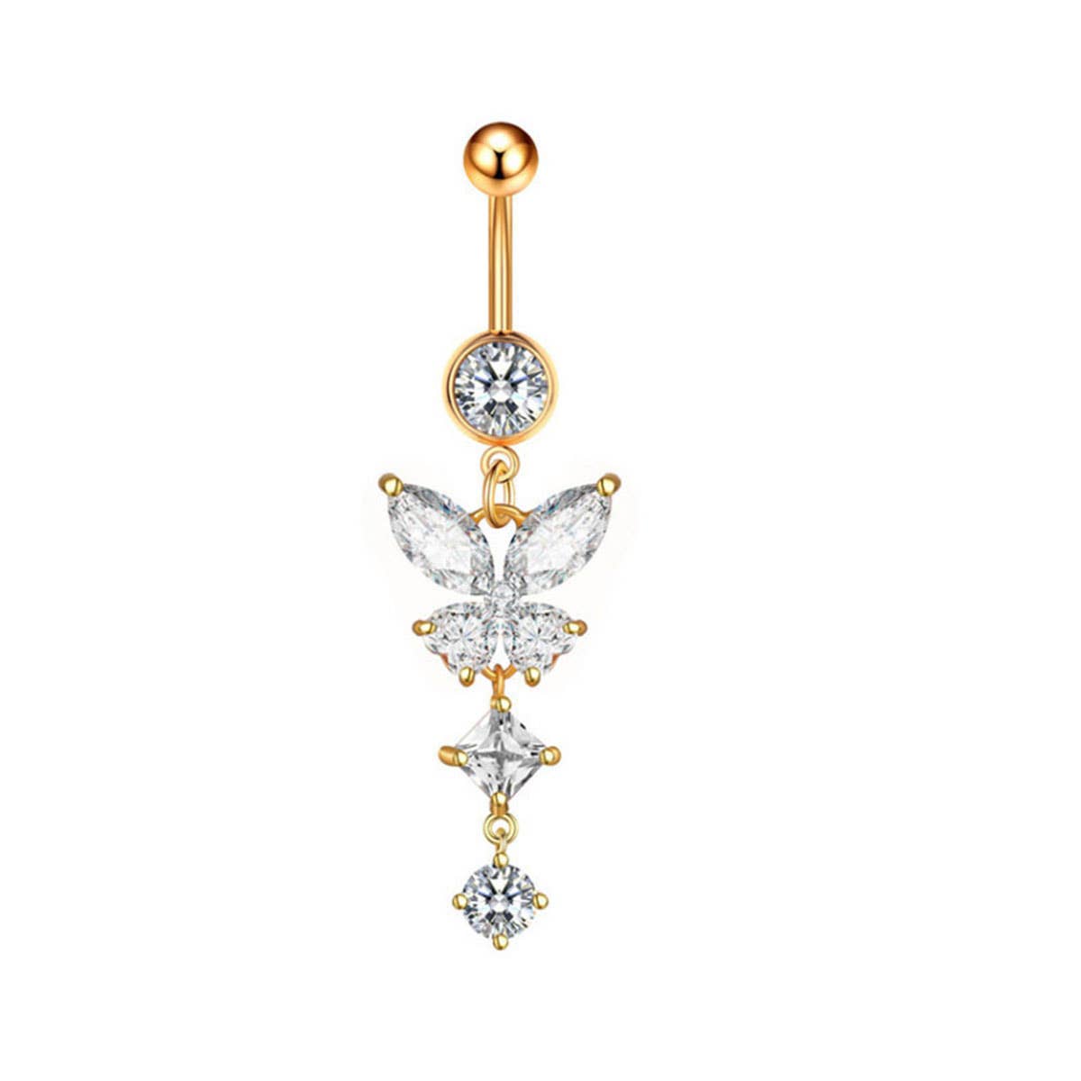 Butterfly Dangle Belly Button Ring Piercing_CWMM9453