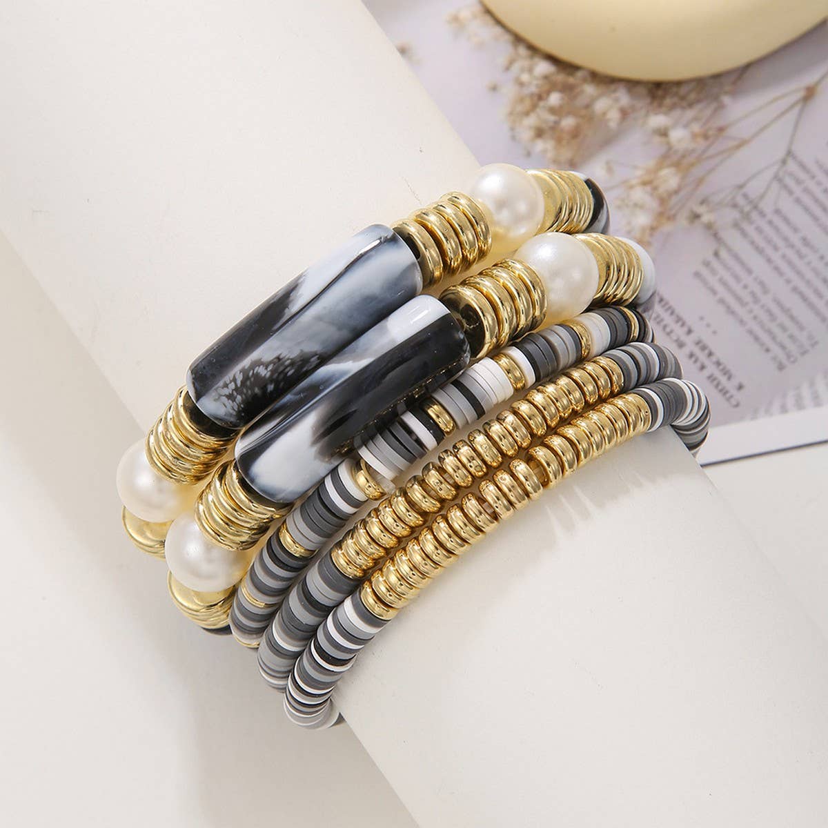 ETHNIC STYLE COLORFUL SOFT CLAY ACRYLIC BRACELETSET