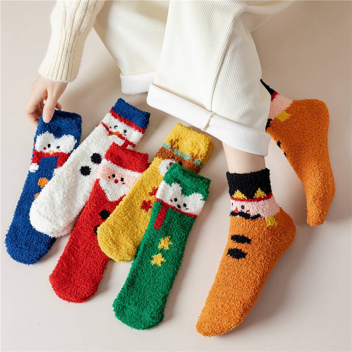 WOMEN CHRISTMAS WARM CORAL VELVET SOCKS