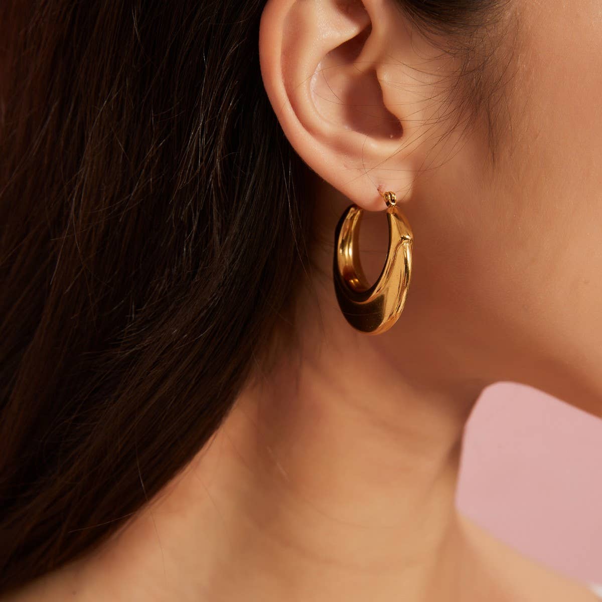 Heart Hollow Stainless Steel Geometric Earrings