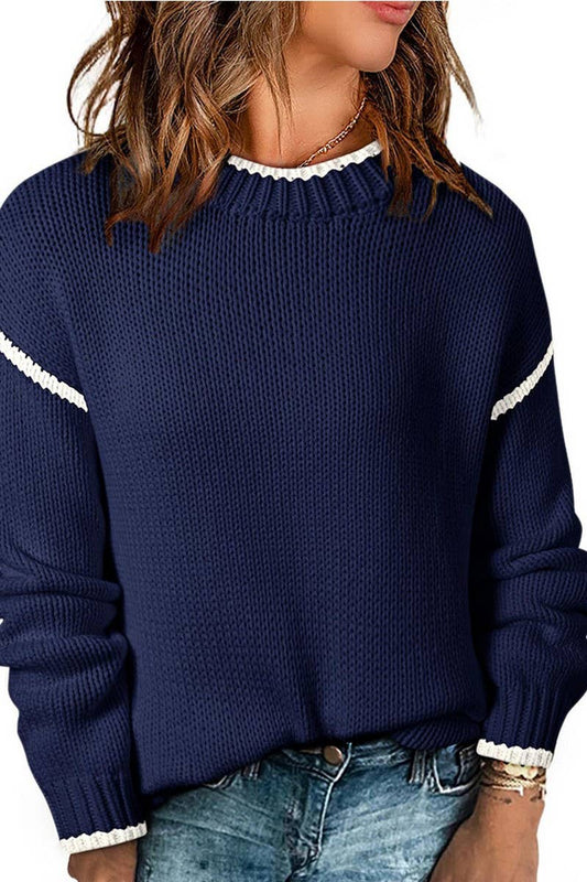 CWOSWL07715-COLORBLOCK CHRISTMAS SWEATER WOMEN CASUAL PULLOV