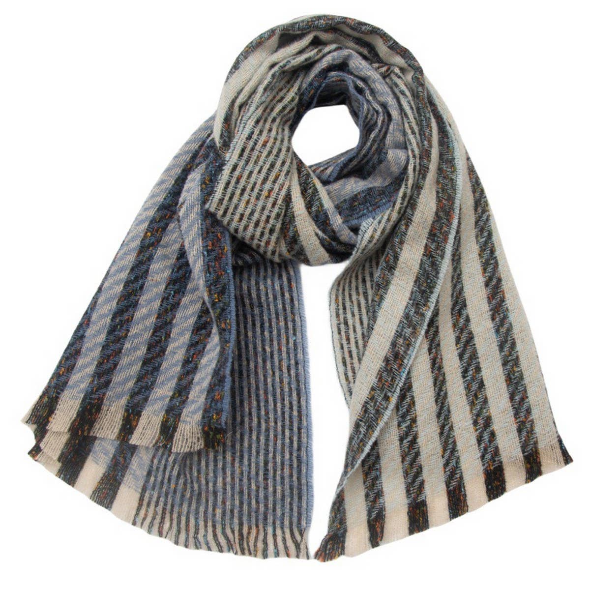 Striped Jacquard Scarf ??Unisex Winter Shawl_CWASC0866