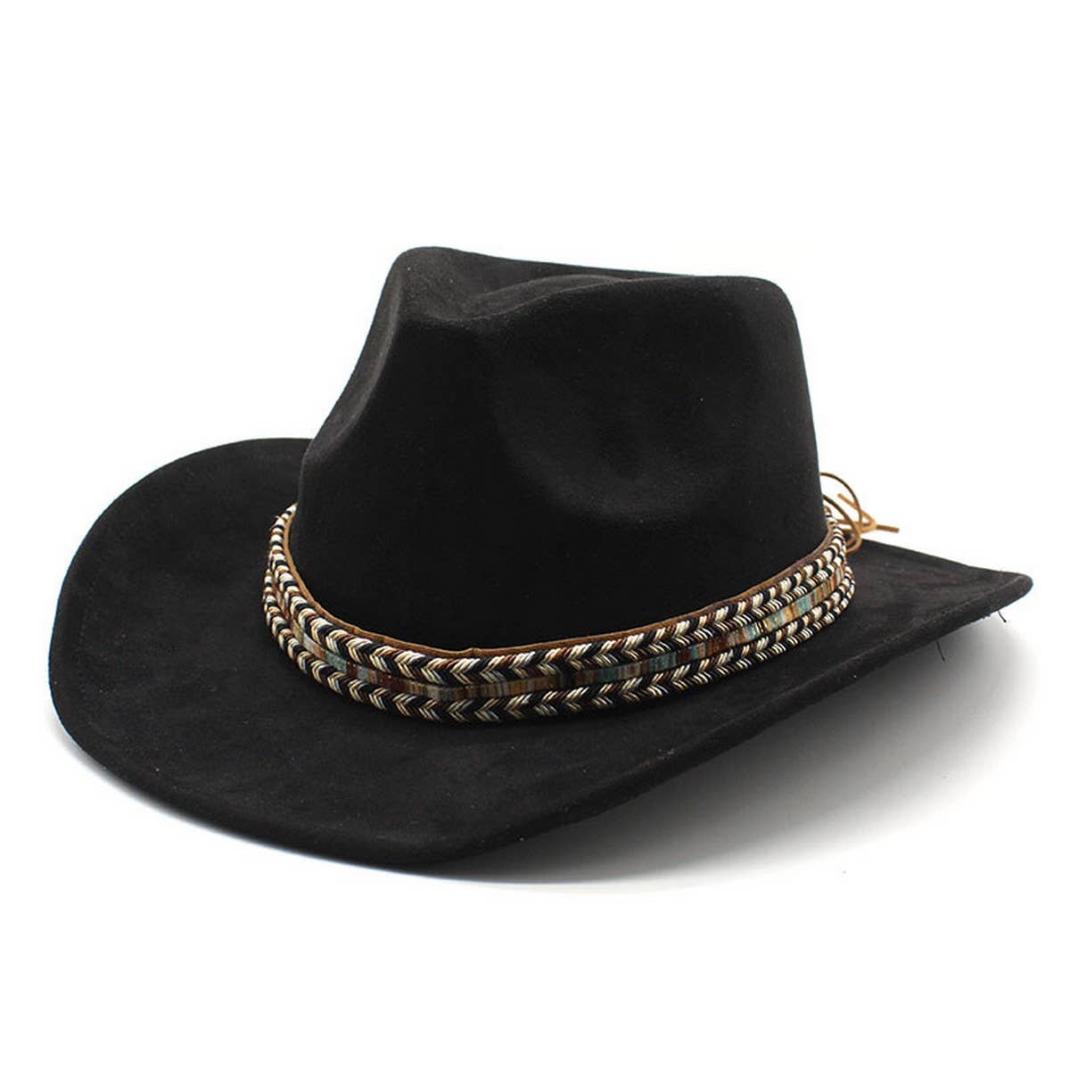 Faux Suede Cowboy Hat with Braided Band Unisex_CWAH2504