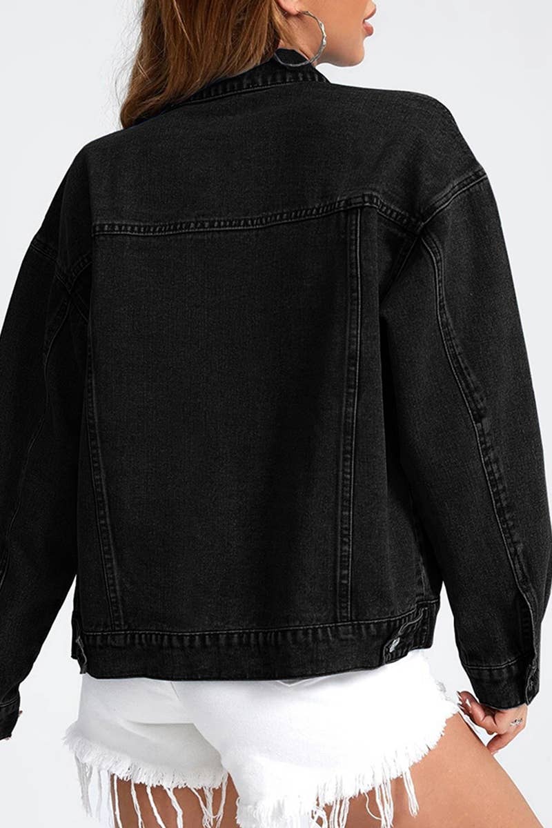 CWJJ065_CASUAL BUTTON DOWN DENIM JACKET