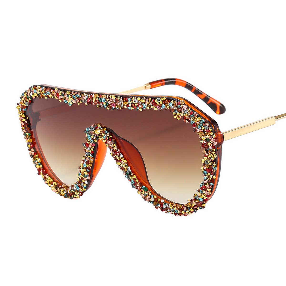 LUXURY RHINESTONE STATEMENT ONE-PIECE SUNGLASSES