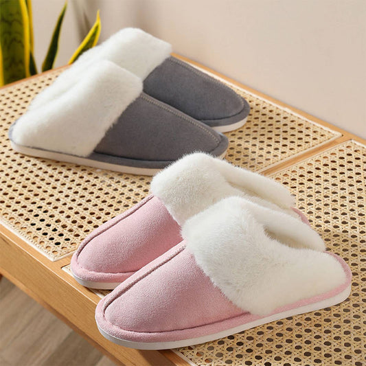 FAUX SUEDE FUZZY SLIPPERS WOMEN,MEN