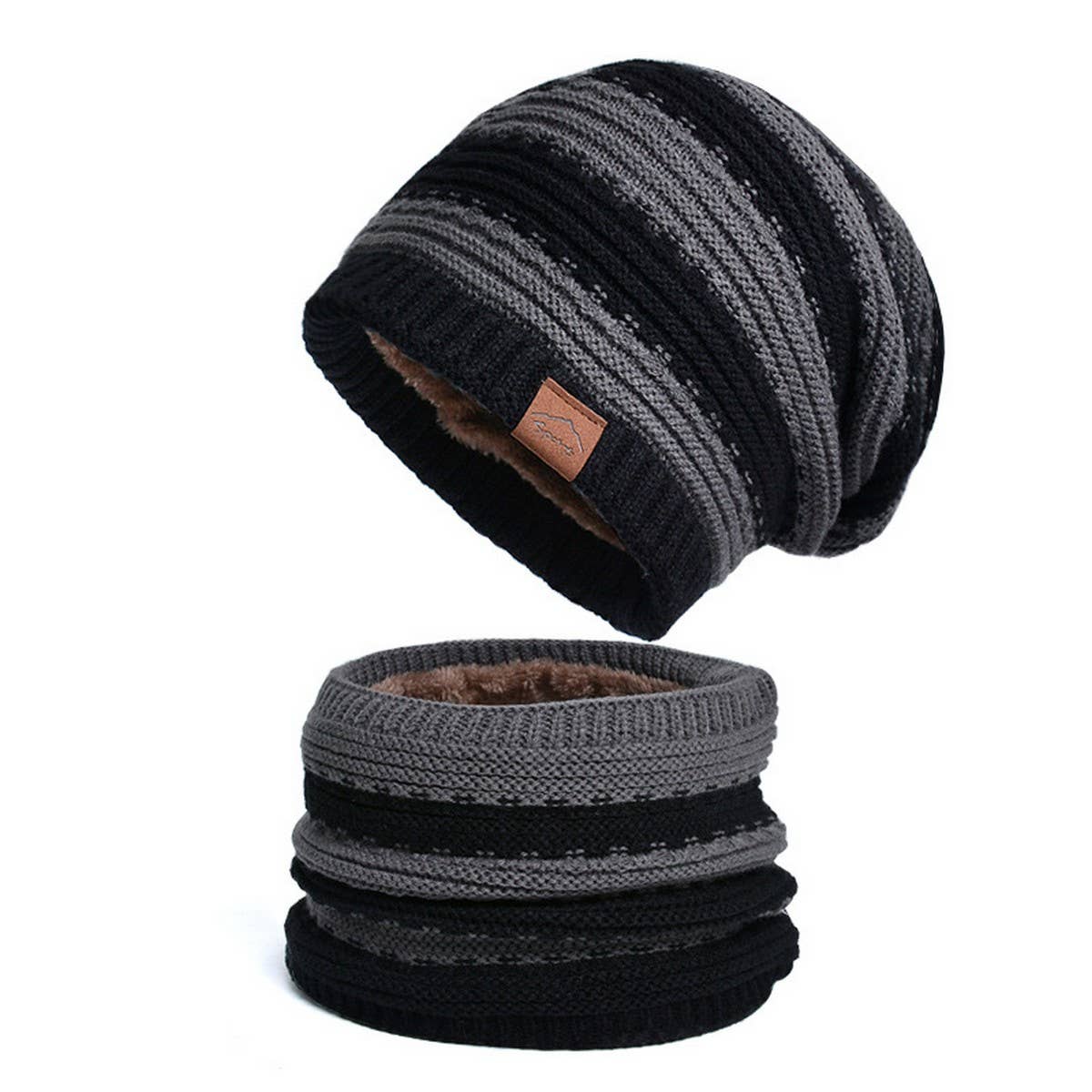 WARM FLEECE HAT AND SCARF TWO PIECE SET