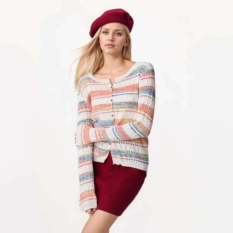 THIN HOLLOW CARDIGAN HIGH WAIST KNIT TOP