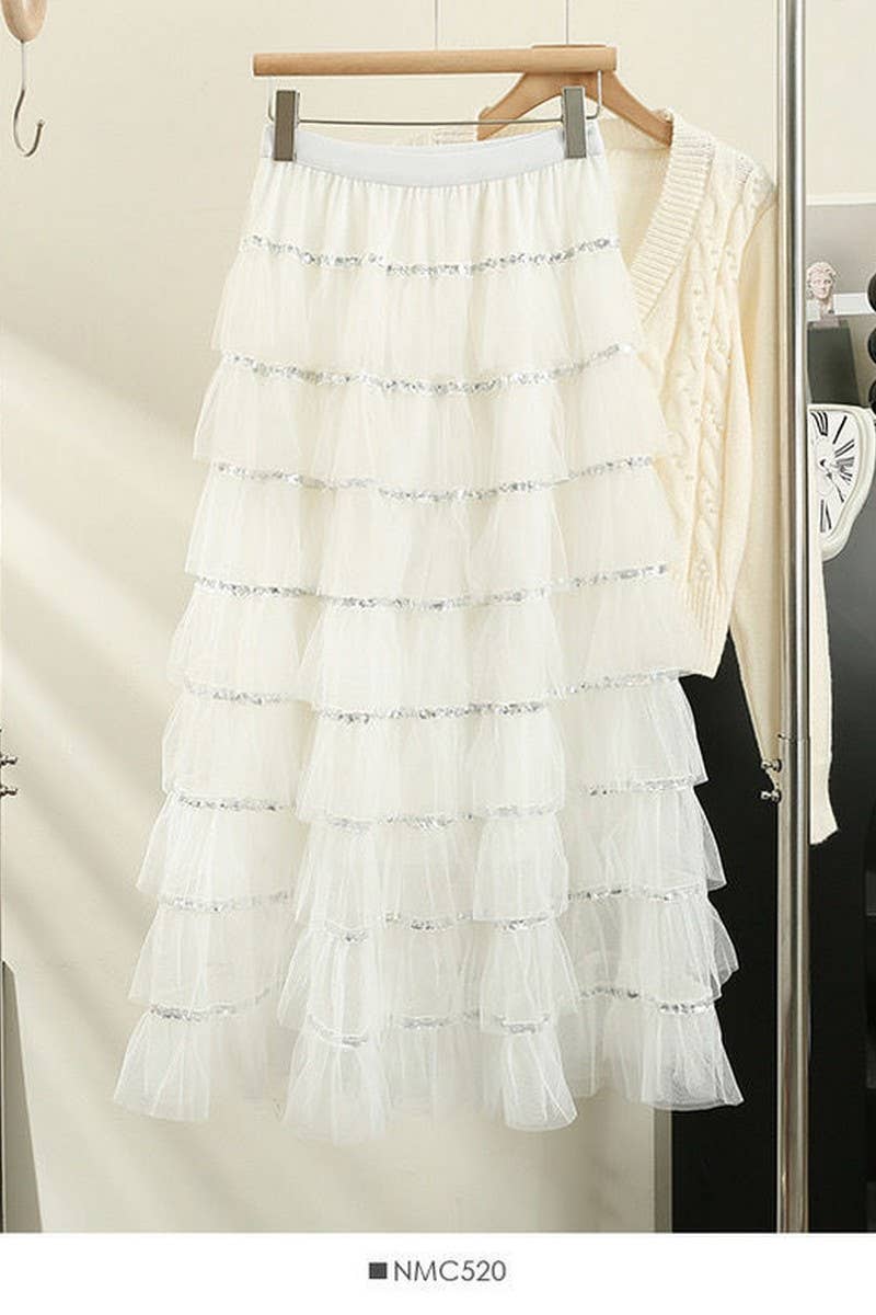 CWBLS0522_SEQUIN PATCHWORK TULLE TIERED SKIRT