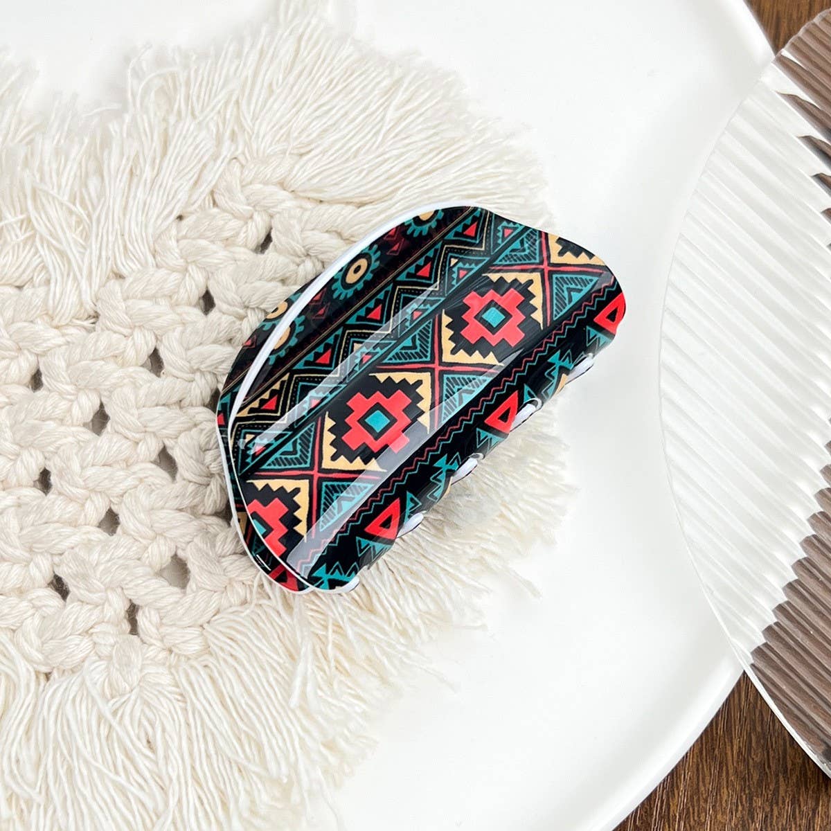 Bohemian Polka Dot Acrylic Hair Claw Unique Design_CWAHA2074