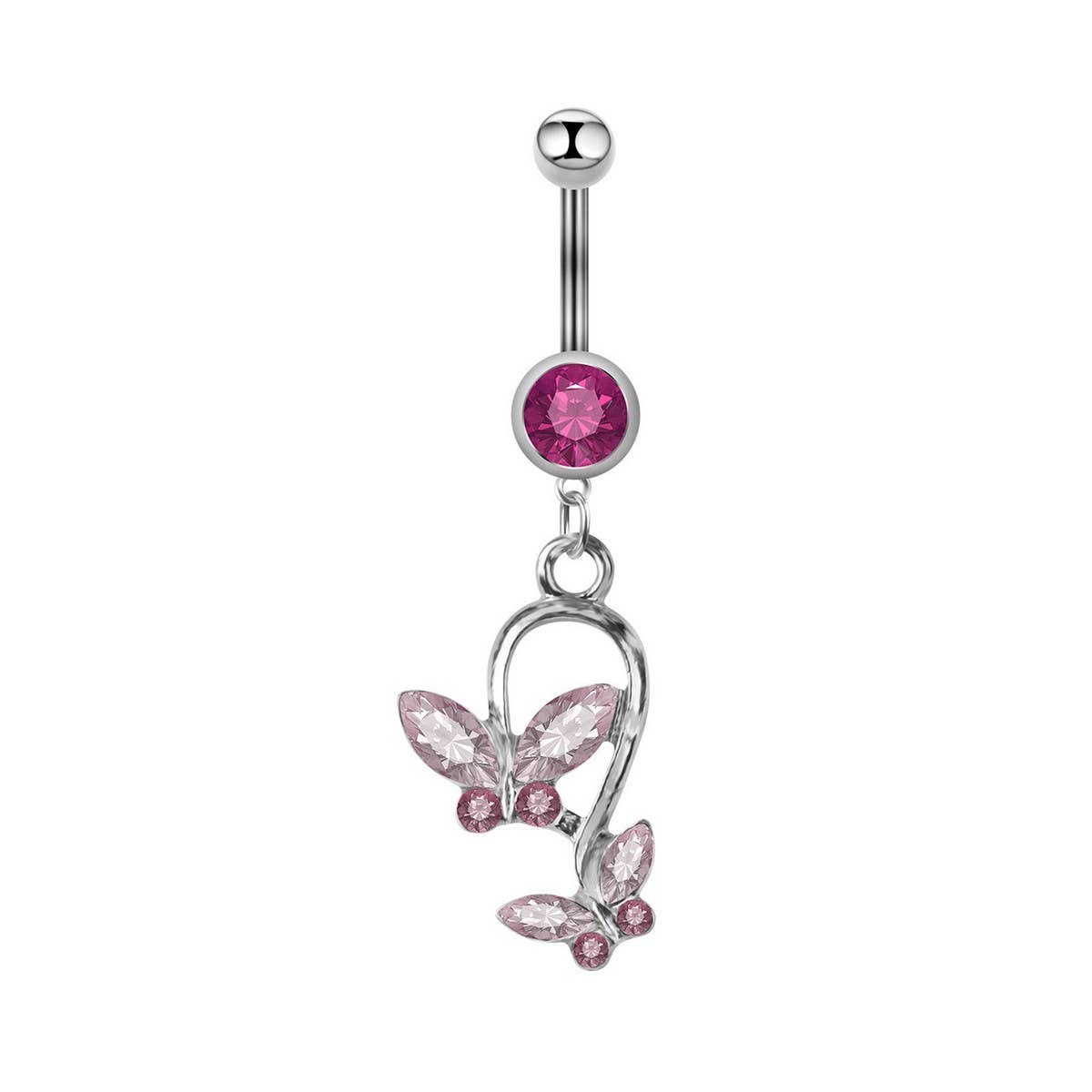 Double Butterfly Copper Zircon Belly Button Ring