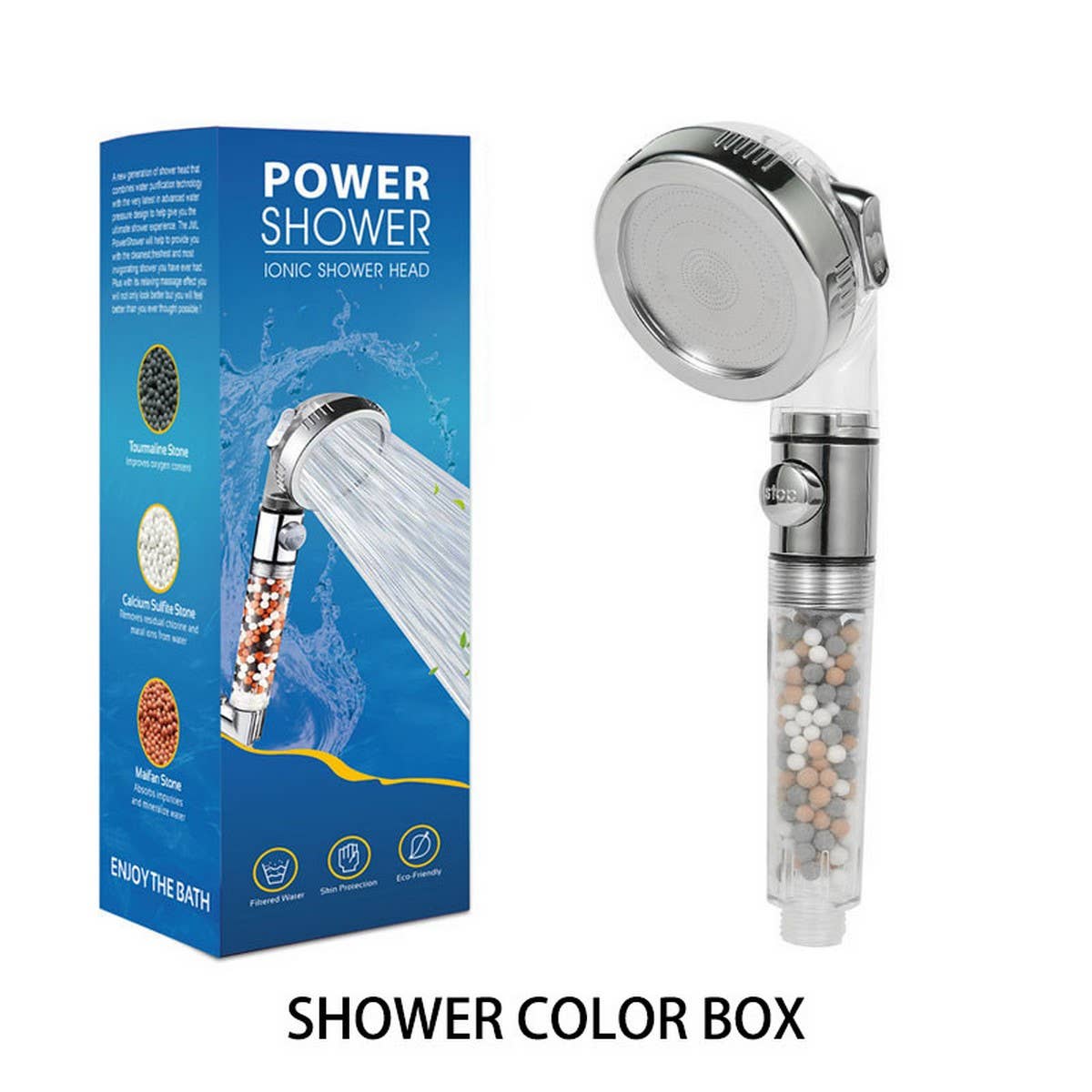 THREE-SPEED WATER FILTER SHOWER HEAD WITH BOOSTER
