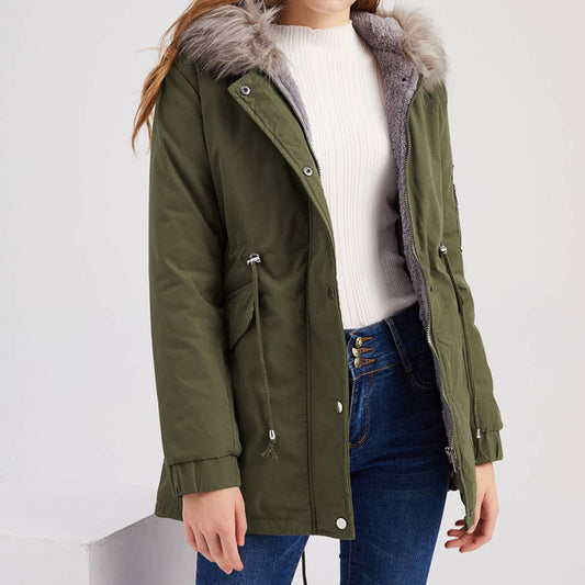 Warm plus fleece coat fur collar plus cotton jacket