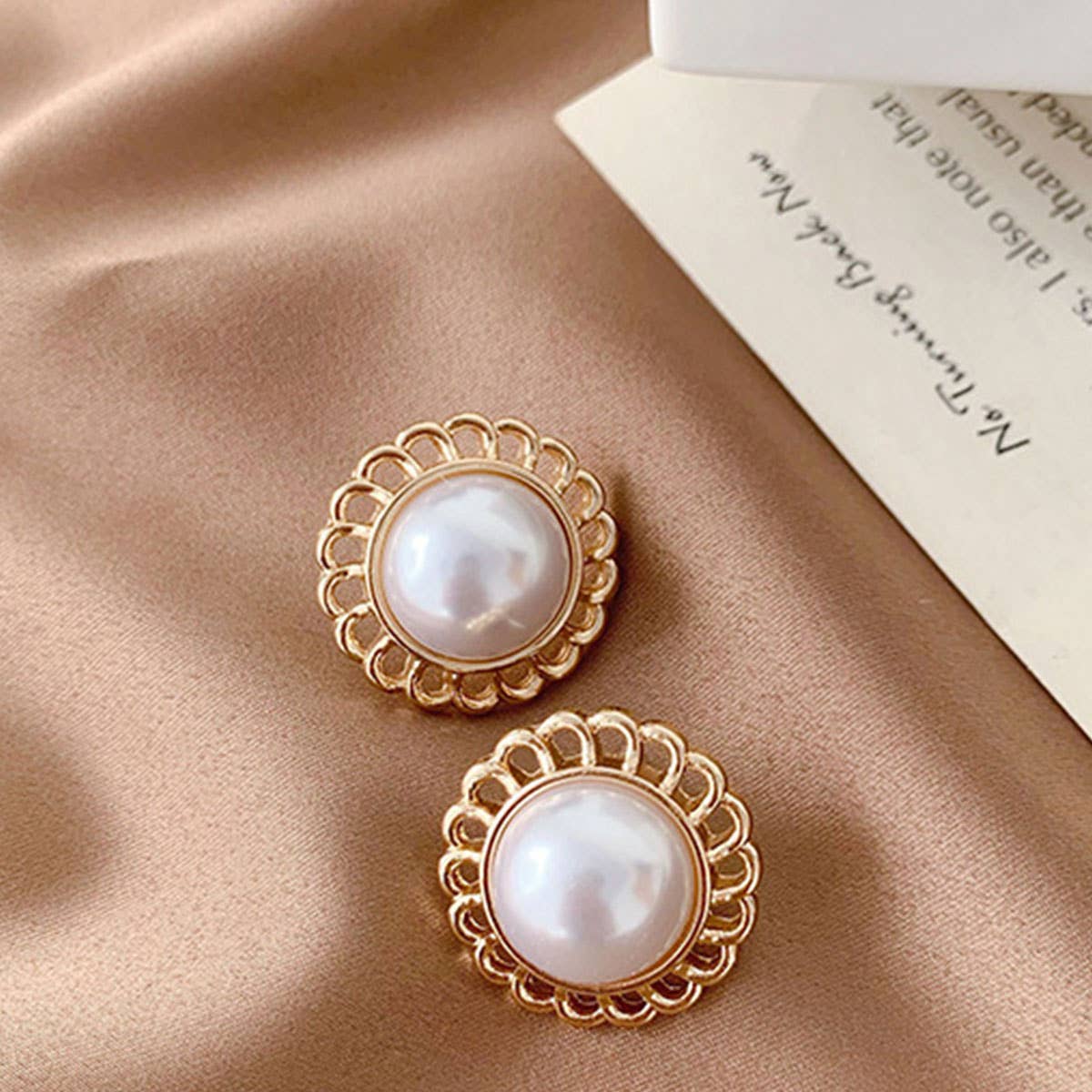 S925 Silver needle pearl stud Geometric earrings