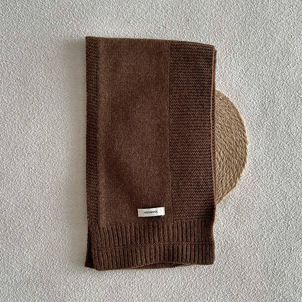 100% Wool Solid Striped Knit Scarf Unisex_CWASC2333