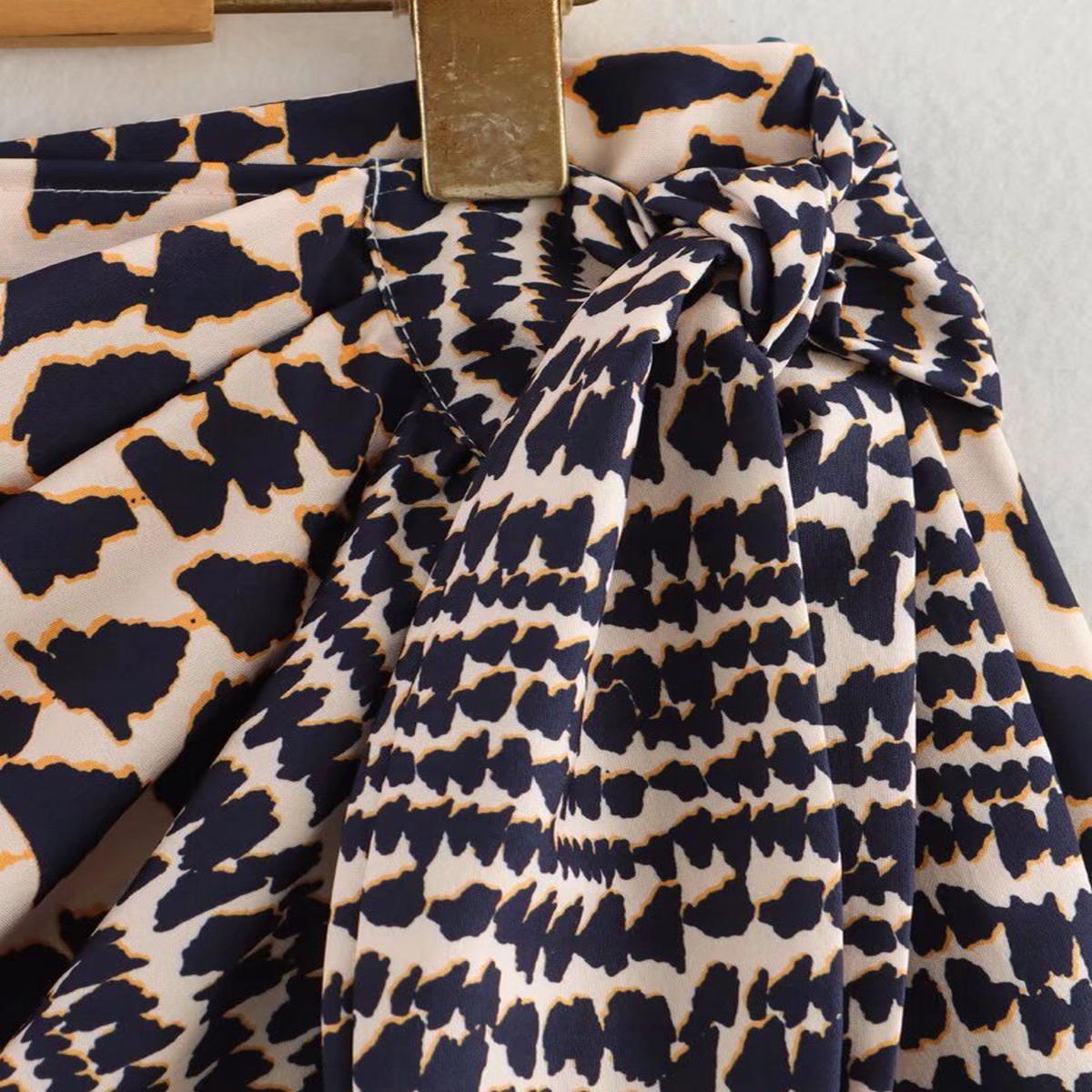 High Waist Beaded Skirt with Vintage Print