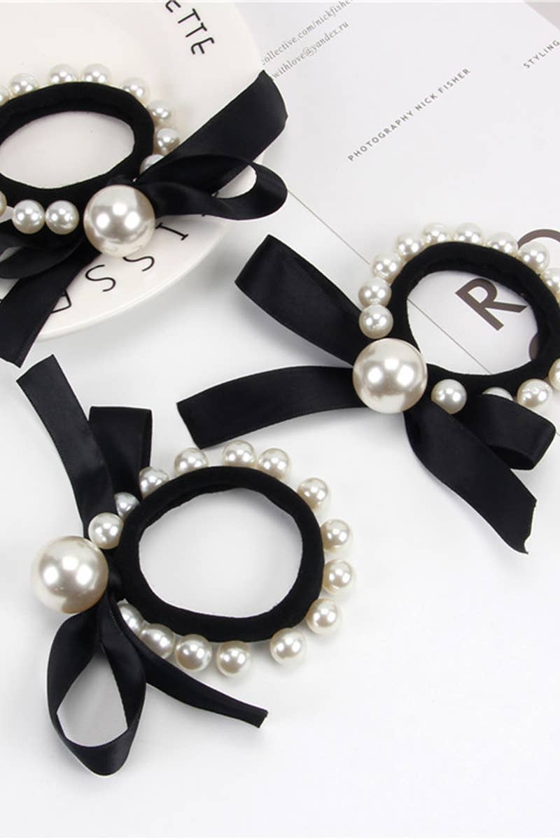 PEARL DECORATION SCRUNCHIES ELASTIC HAIR TIES_CWAHA0145
