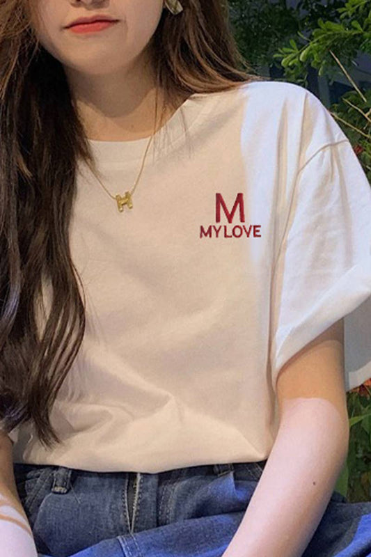 Cwtts0992_M Letter Print Casual T Shirt