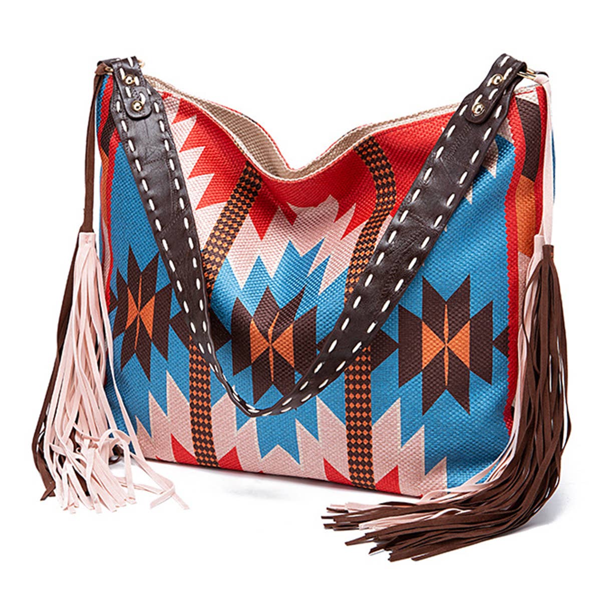 WOMEN CANVAS ETHNIC TRAVEL TASSEL BAGS_CWAB0560