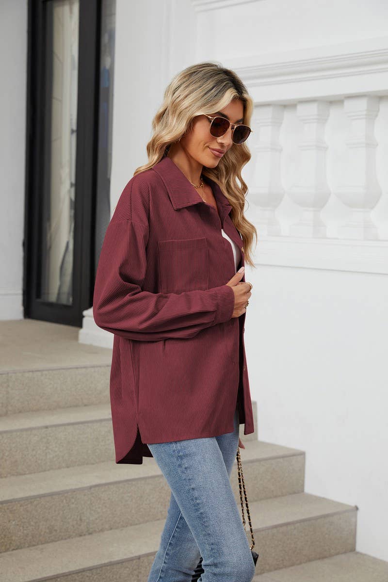 CWOBL0187_COLLAR POCKET COLLAR SOLID COLOR SPLICING SHIRT