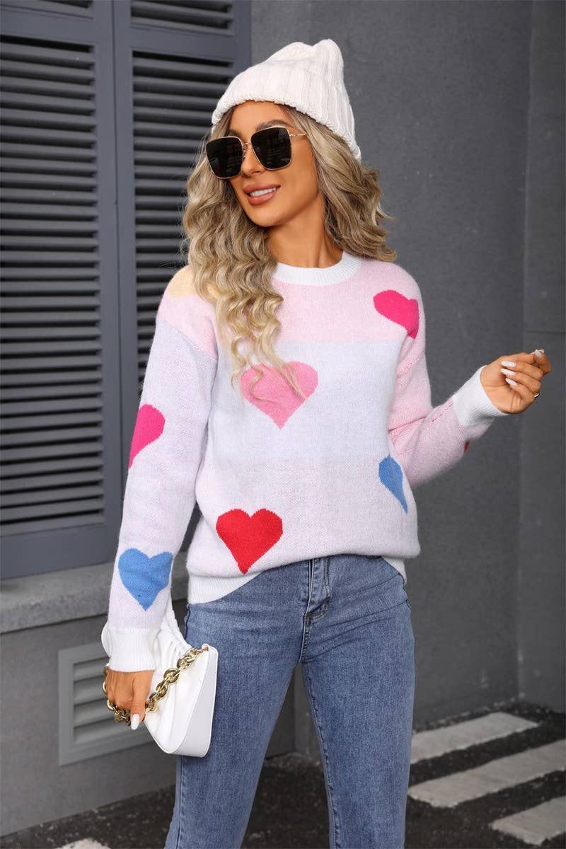 CWOSWL07584_HEART CREW NECK VALENTINE'S DAY SWEATER
