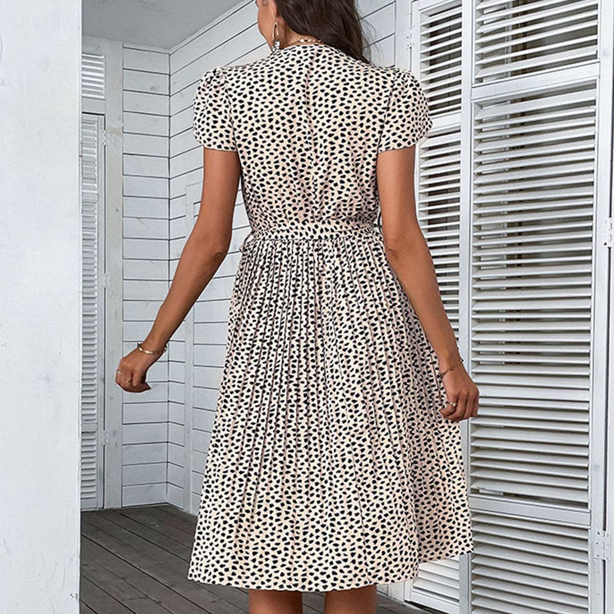 V neck leopard print plus-size dress_CWDSD3402