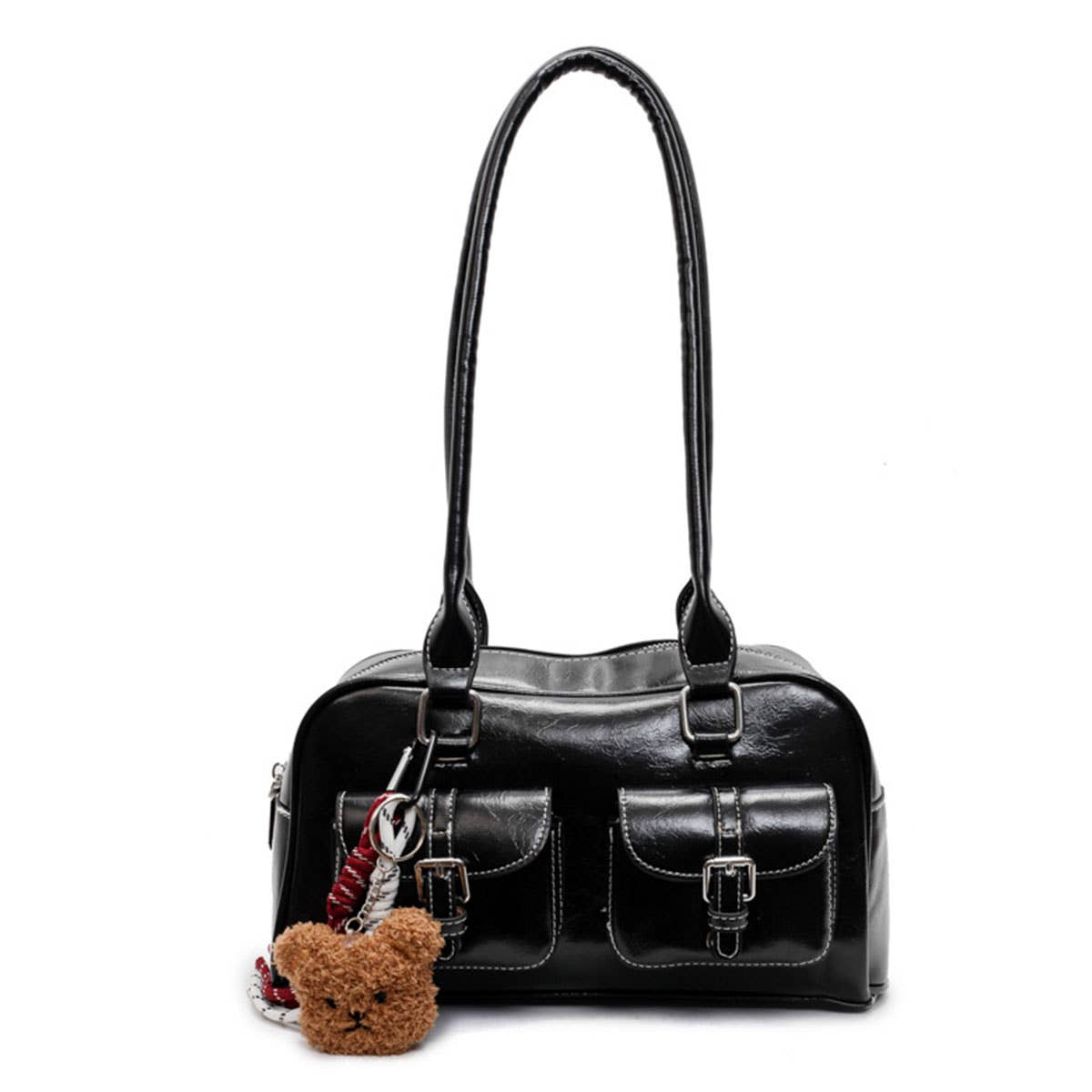 Fashionable color-blocking single-shoulder bag