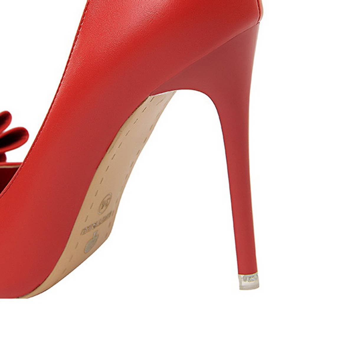 SLIM SHALLOW-MOUTH POINTED BOW HIGH HEELS_CWSHH0045