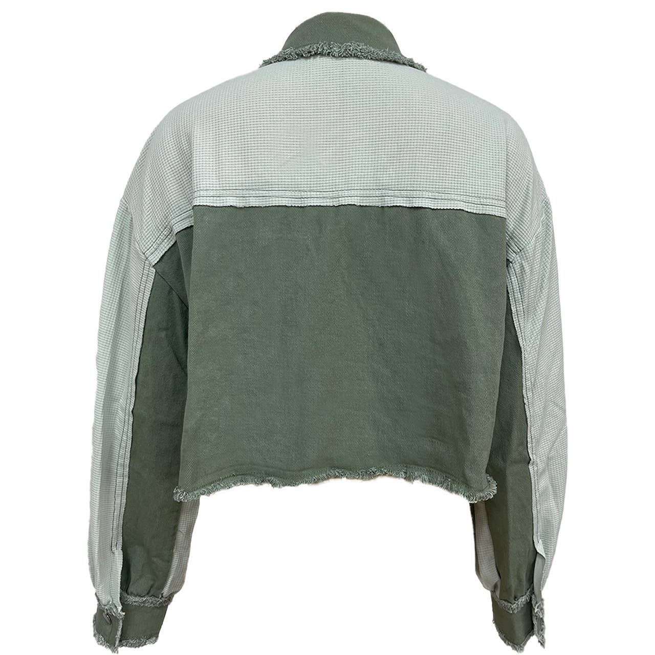 Waffle patchwork short washable coat