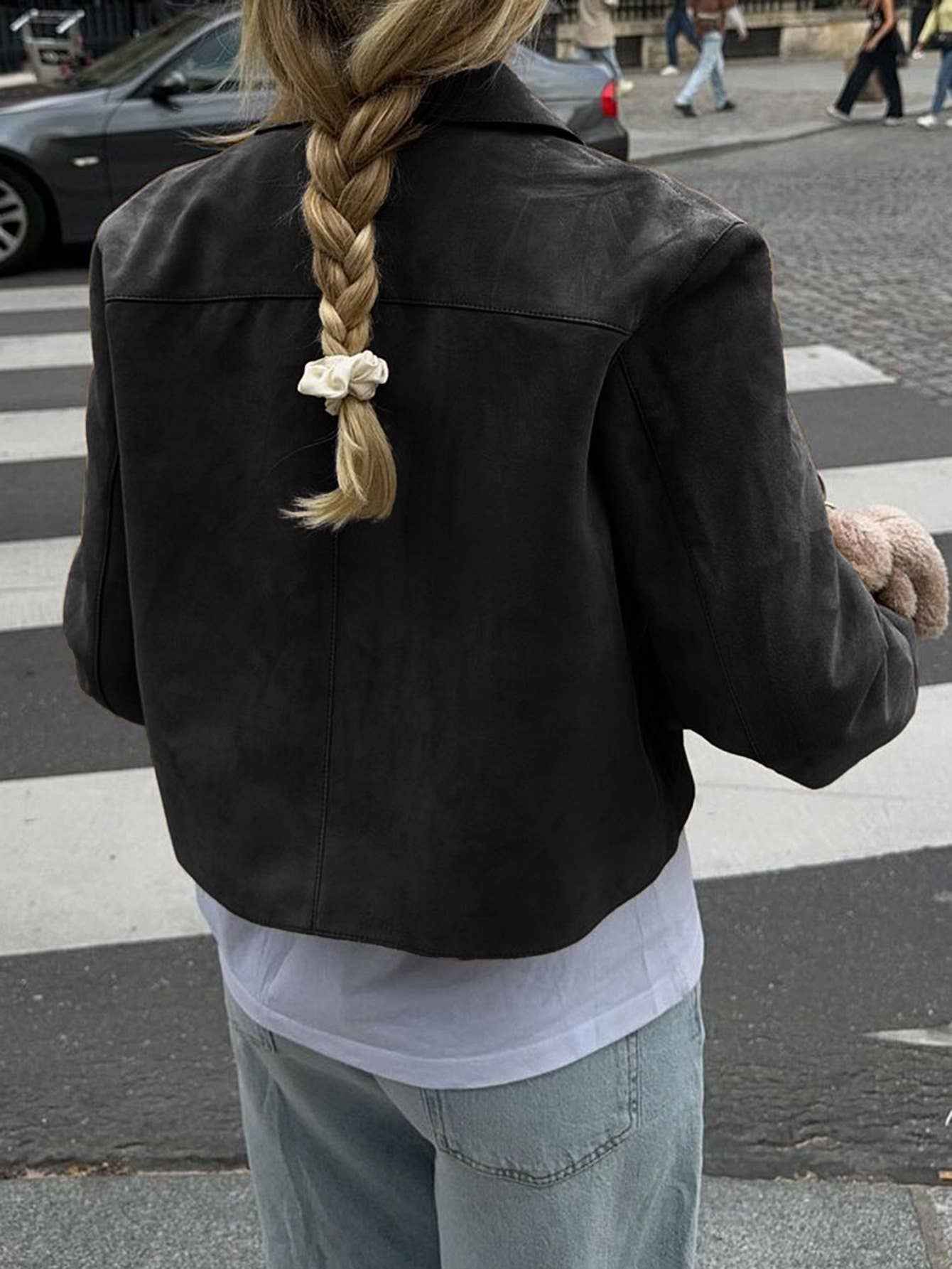 Single-breasted solid-color long-sleeved jacket