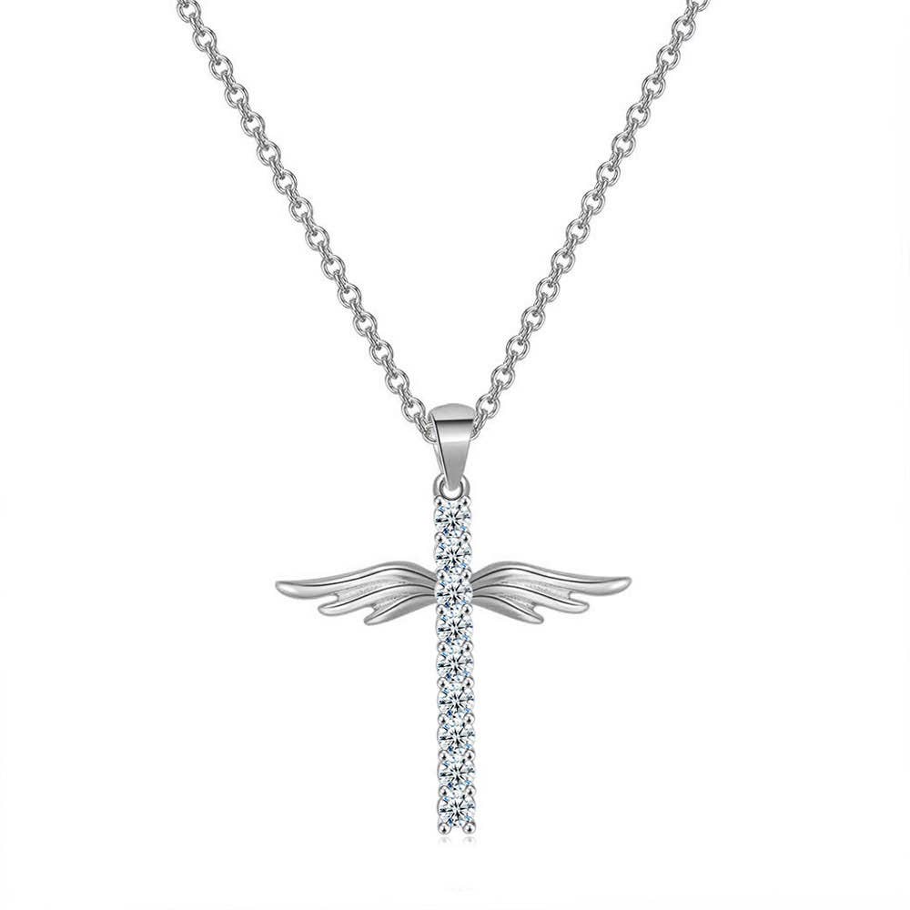 Cross necklace is a full diamond collarbone chain