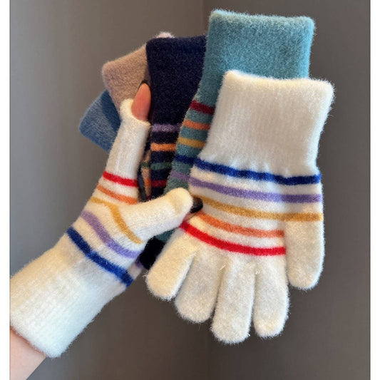 FASHION RAINBOW STRIPE TOUCHSCREEN GLOVES_CWAG0189