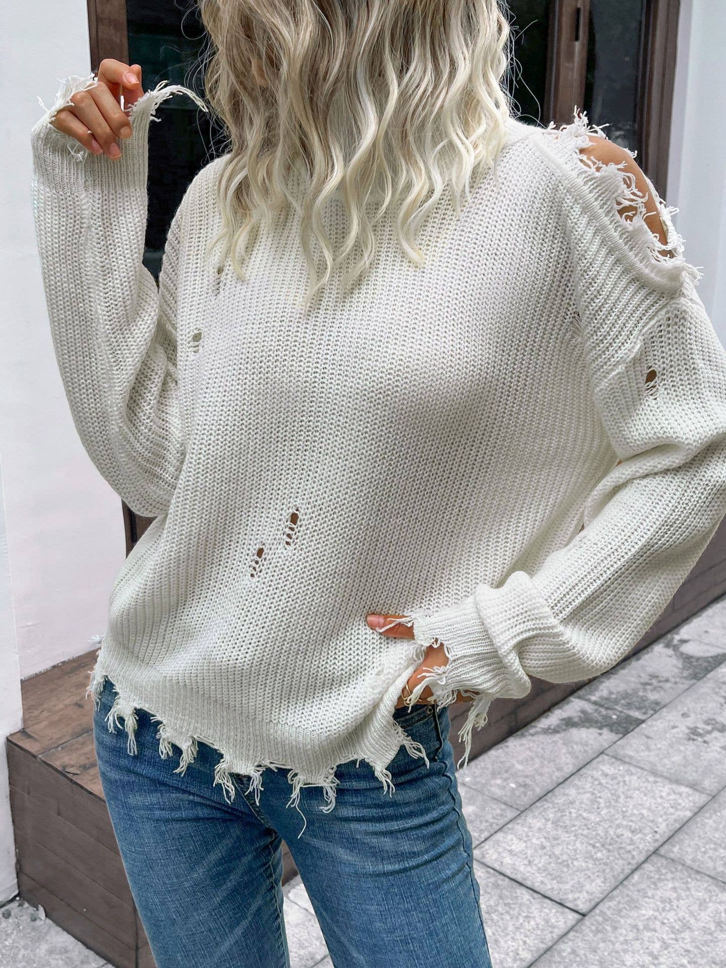STYLISH OFF-THE-SHOULDER TURTLENECK SWEATER