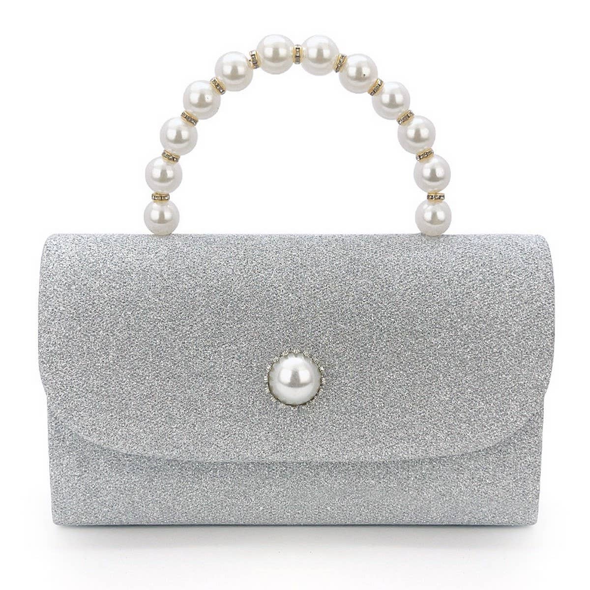 VINTAGE PEARL BAG SILVER SMALL SQUARE BAG_CWAB2517