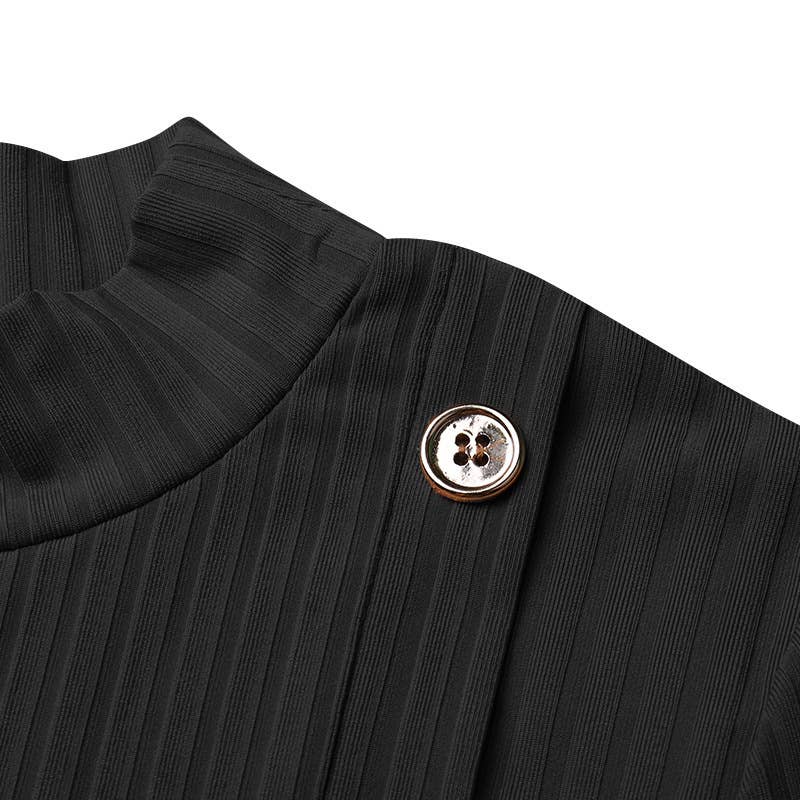 ONE-BREASTED LONG-SLEEVED DRESS WITH TIGHT WAIST